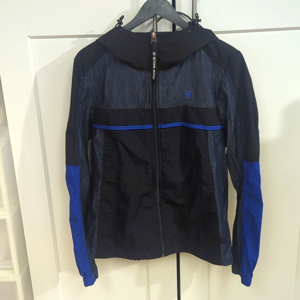 G-star Raw denim mix hooded jacket Mens small